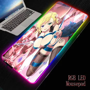 XGZ Sânii Mari Sexy Anime RGB Mouse Pad Mare Gamer Mouse-ul Mat de Calculator Mousepad Led Backlight Suprafata Mause Pad Tastatură Birou Mat