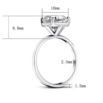 OEVAS Argint 925 Spumante 3 Carate Ridicat de Carbon Diamant Inele de Nunta Pentru Femei Petrecerea de Logodna Bijuterii Fine Cadou