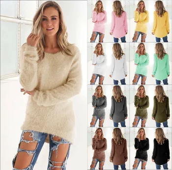 2020 Toamna Iarna Modă de Culoare Solidă Maneca Lunga Femei Pulover Casual Femei Libere Sweatershirt Doamna Woll pânză Pulovere Topuri