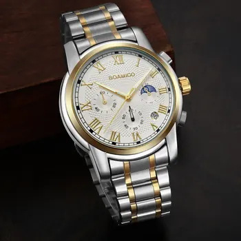 2020 Nouă Ceasuri Barbati Brand de Lux BOAMIGO Cronograf Bărbați Ceasuri Sport rezistent la apa Complet din Oțel Rochie de Moda Cuarț Bărbați Ceas