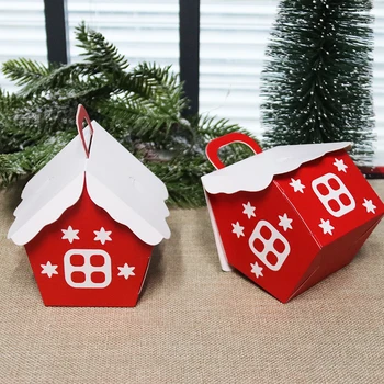 5pcs Formă de Casă de Crăciun Candy Box Saci de Moș Crăciun Cadou Caseta DIY Cookie Sac de Ambalare Decor de Crăciun Copiii de Anul Nou Cadou