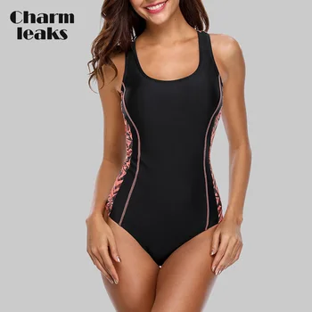 Charmleaks-O Singură Bucată Femei De Sport Costume De Baie Costume De Baie Sport Căptușit Bikini Backless Plajă Purta Costume De Baie Monokini