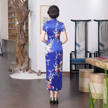 Albastru de Moda Stil Chinezesc Cheongsam New Sosire Vara Femei Raionul Rochie Lunga Eleganta Slim Qipao Doamna Vestidos Plus Dimensiune S-6XL