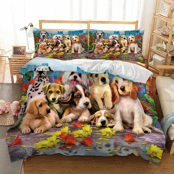 Bulldog tipărite set de lenjerie de pat pentru fular Plin Regina King Dimensiuni Carpetă Acopere stabilit câine de desene animate lenjerie de pat set de lenjerii de pat noi 3pcs