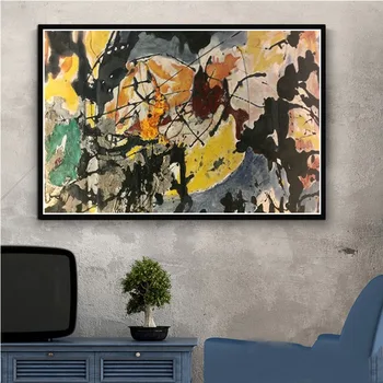Picturi Artă Jackson Pollock Pictura Abstracta Psihedelice Postere Si Printuri Panza Poze de Perete Decor Acasă картины на стену