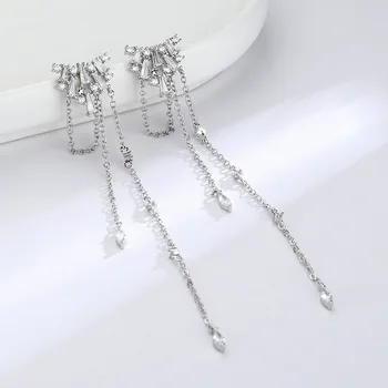 1 Buc Argint 925 Piercing Ciucure de Cristal Geometrice Stud Cercei Pentru Femeile Nunta Femme Bijuterii Pendientes eh855