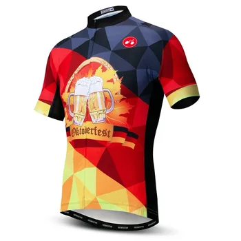 Germania 2019 ciclism jersey Barbati Mountain Bike jersey Pro MTB Biciclete Tricouri maneca Scurta Drumul Echipei Topuri Sport în aer liber roșu galben