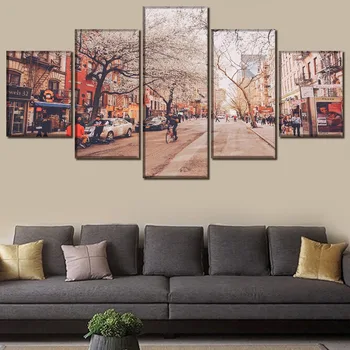 Un Set de 5 Piese New York pe Strada Peisaj ciresi Poster Tablouri Canvas HD Printuri Modular Imagine Arta de Perete Decorativ