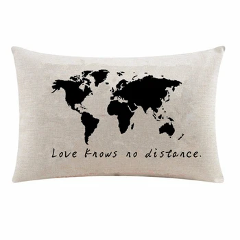 Fierbinte Harta Lumii Dragostea Nu Cunoaște Distanța Lombare față de Pernă Lenjerie de Pernă Caz Relație de Lungă Distanță Perne Sham 30x50