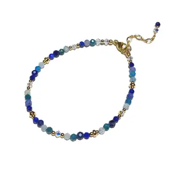 Lii Ji Piatra Naturala Apatit Acvamarin, Lapis Lazuli Sodalit Austriac de Cristal, Aur de 14K Umplut Bratara Pentru Femei Brățară