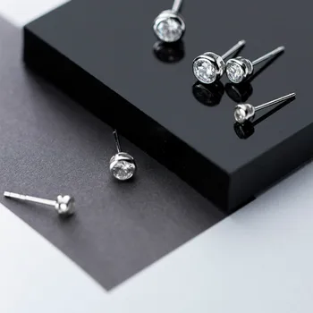 S925 Argint Cercei Femei Stil Japonez Simplu Personalitate Mici Proaspete Singur Diamant Cercei Temperament Dulce Cercei