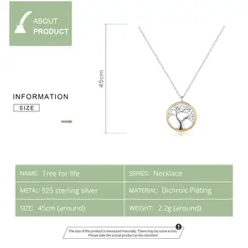 WOSTU 2019 New Sosire Argint 925 Copac pentru viața Colier de Link-ul Lanț Pentru Femei Colier de Nunta Bijuterii de Lux CQN367