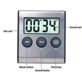 Bucătărie Timer Digital Magnetic Digital Cronometru Numărătoarea inversă Ceas Conta LCD Up pe Ecran de Alarmă Cronometru de Gătit Digital