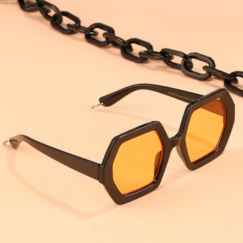 Moda Punk Pătrat ochelari de Soare Femei Vintage Unic Lanț Poligon Ochelari de Soare de sex Feminin Nuante Cadru Mare UV400 Ochelari de H17