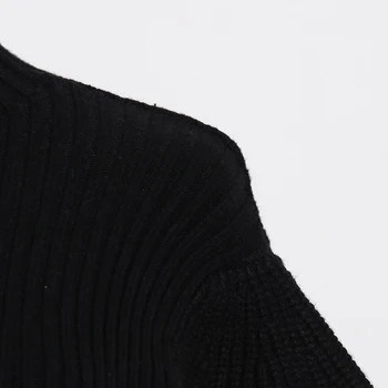 Mozuleva Negru Mozaic Topuri Tricotate Pentru Femei Guler Puff Maneca Lunga Pulover Casual Moda De Sex Feminin Nou Stil Toamna