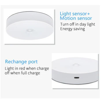 Nou Lumina de Noapte USB Reîncărcabilă 6 LED-uri Senzor de Miscare PIR Wireless Auto On/Off pentru Dormitor Scări Cabinet Dulap Lampă de Perete