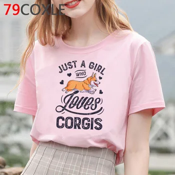 Corgi Tricou de Moda de Top Tricouri Femei Desene animate T Shirt de Imprimare Drăguț Câine Amuzant Grafic T-shirt Grunge Plus Dimensiune Tricouri Unisex de sex Feminin
