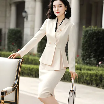Lenshin Moale si confortabil 2 Bucata Set pentru Femei Formale Costum Fusta Office Lady Uniformă de Afaceri de Moda Sacou si Fusta