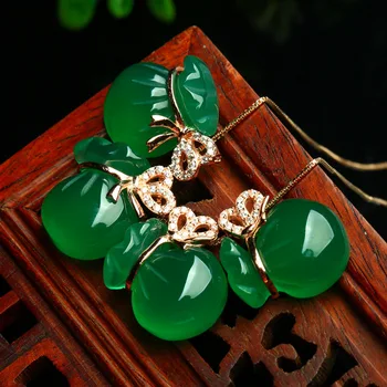 Natural Verde Jad, Agat Binecuvântare Sac Pandantiv Argint 925 Colier Moda Bijuterii Farmec Amuleta Cadouri pentru Femei