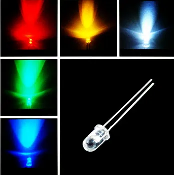 Transport gratuit 5values x 200pcs=1000pcs-uri ultra-luminoase Roșu/Verde/Albastru/Alb/Violet Ultra Luminoase 5 mm Rotund LED F5 Led