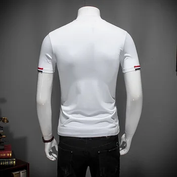 Toamna Tricou Alb 5XL 2019 Nou Designer de Modă pentru Bărbați T-shirt 4XL Jumătate Guler Maneci Scurte Haine Elegante #504