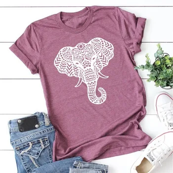 Vara Tricouri Femei Streetwear Elefant Imprimate Grafic Tricouri Femei Topuri Amuzant Vintage Casual T-shirt Femei, Plus Dimensiune T-Shirt