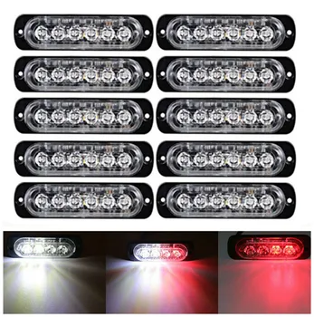 10BUC Alb Rosu Flash de Lumină de Urgență Vehicule Auto de Avertizare Intermitent LED Strobe Lumini Lampa LED de 12 v - 24 v