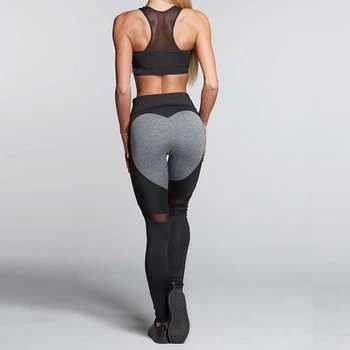 Moda Model De Inima Plasă De Îmbinare Jambiere Athleisure Îmbrăcăminte De Fitness Elastic Femei Jambiere Pantaloni