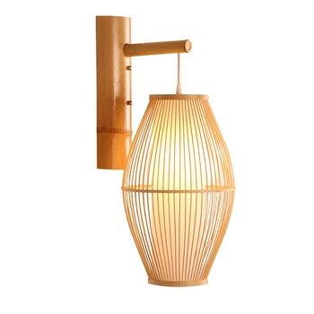 Japoneze lampă de Perete pentru camera de zi Dormitor Magazin de Ceai lumini de perete din lemn de Bambus de Răchită Rattan Abajur Felinar oriental lampă de perete