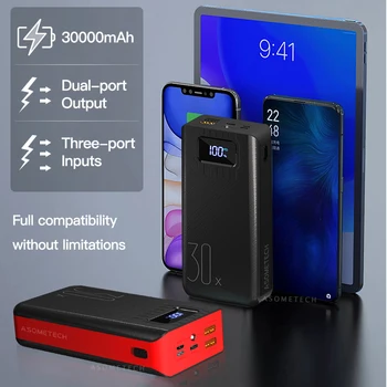 Banca de putere 30000mAh Rapid Incarcator PowerBank 18W PD QC3.0 Rapid Încărcător de Încărcare LED Poverbank Pentru iPhone 12 Xiaomi Samsung