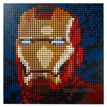 Pixel de Artă Mozaic Pictura MOC Set DIY Super Star Cap Portret Bloc de Cadouri ARTA Decorativa, Pictura Saint Cadou Creativ