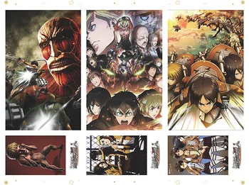 Anime Atac pe Titan Fanart Eren Mikasa Ackerman Levi Fanart carte Poștală Post Cărți Autocolant Artbook Cadou Cosplay Recuzită Set de Carte