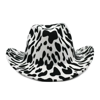 Față-verso vaca model de top hat pentru femei laminate-brim fedora pălărie de cowboy vest pălărie de fetru gros de iarna caldura doamnelor pălărie jazz