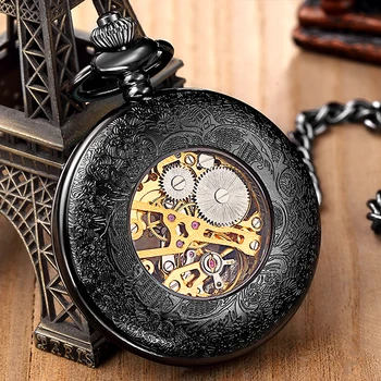 Design vechi Mecanic de Buzunar Ceas Pandantiv Fob Lanț Reloj pentru Barbati Femei Antic Roman de Bronz Steampunk Montre de poche