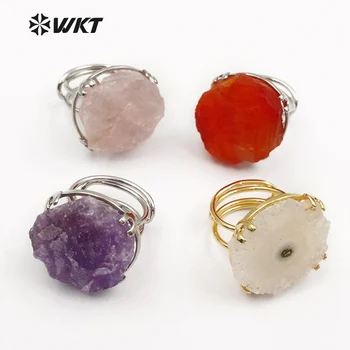 WT-R313 en-gros de Moda înger cuarț inel pentru femei cadou aura naturale cristal de cuarț colorate spiritul inele de argint de culoare