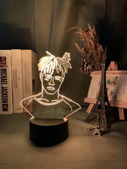 Rapper American XXXTentacion Figura 3D Led Lumina de Noapte Rece de Dropshipping Cameră Decor de Lumină pentru Birou, pe Masa din Dormitor