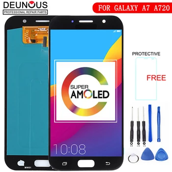 Super AMOLED Display Telefoane Pentru Samsung Galaxy A7 2017 A720 A720F A720M Lcd Touch Ecran Digitizor de Asamblare Inlocuire LCD