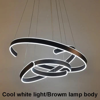 AC90-264VModern pandantiv lumini pentru camera de zi sala de mese Geometrie Cerc Inele acrilice aluminiu corp de Iluminat cu LED Lampă de plafon
