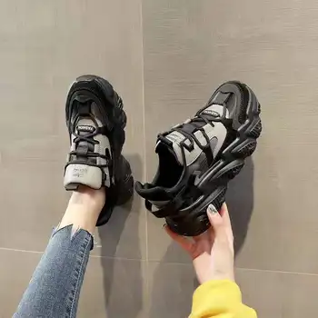 Tati Pantofi Femei 2020 Nou Piele Sport Casual Versiunea coreeană de Toate-meci Fund Gros de Culoare de Potrivire Plus Catifea Adidași