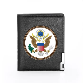 De Înaltă Calitate De Moda Statele Unite Ale Americii Emblema De Imprimare Portofel Din Piele Bărbați Femei Bifold Titularul Cardului De Credit Scurt Pungă De Sex Masculin