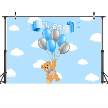Mehofoto Ursul Desene animate Fundaluri de Fotografie pentru Băiat Baloane Petrecere de Ziua Copilului Nou-născut Fotografie de Fundal Cloud Blue Sky