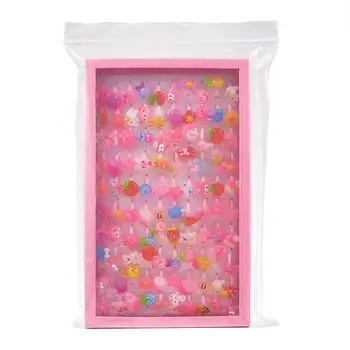 100buc/cutie Culoare Mixt Drăguț Inele de Zi pentru Copii Bijuterii din Plastic pentru Copii Inel pentru Fete cu Stil Mixt de Animale Fructe și Cadouri F95