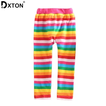 Dxton Copii Jambiere Curcubeu Fete Pantaloni de Iarnă Skinny Leggings pentru Fete Copilul cu Dungi Pantaloni pentru Fete Pantaloni de Creion 2-8 Ani