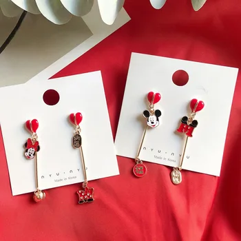 Disney Mickey mouse cercei stud Accesorii papusa de desene animate Drăguț Minnie cercei asimetric cercei bijuterii