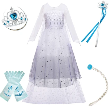 Fete Alb Elsa 2 Rochie Copii Snow Queen 2 Fantezie Costum De Printesa Pentru Copii Petrecere De Ziua Cosplay Elza Nou Haine De Vară