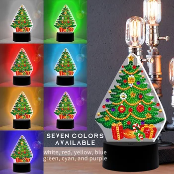 Diamant Pictură de Lumină LED DIY Pom de Crăciun Moș Crăciun Broderie Acasă Lampa de Noapte Gherghef goblen Cadou de Crăciun