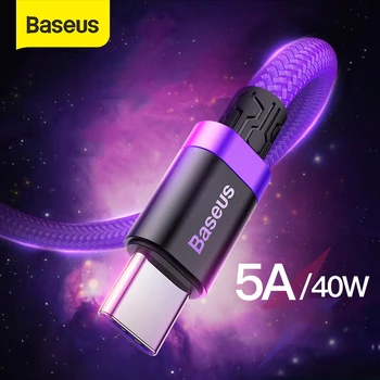 Baseus 5A Supraîncărca USB de Tip C Cablu pentru Telefon huawei USB C Quick Charge 3.0 Cablu USB C Încărcător de Telefon de Încărcare USB Cablul de Sârmă