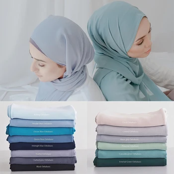Simplu Balon De Sifon Hijab Esarfa Femei Musulmane Hijab Șal Lung Folie De Culoare Solidă Cap Eșarfă Headwraps Vălului Islamic Pashmina