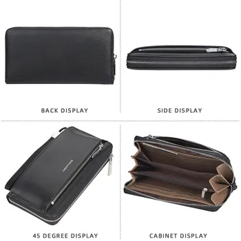 Nou stil pentru bărbați de portofel casual, lungi telefon mobil sac de moda de afaceri multifunctional cu fermoar ambreiaj pungă portofel