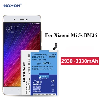 Nohon Baterie Pentru Xiaomi Mi 5S BM36 built-in de Mare Capacitate 2930-3030mAh Li-polimer Bateria de Reparații Pentru Xiaomi Mi 5S Bateria